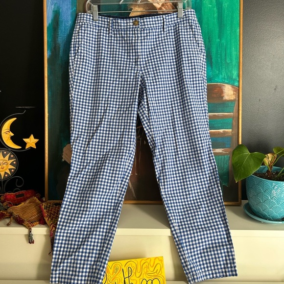 Talbots Petite Blue and White Checkered Cropped Pants 6P - Picture 3 of 16